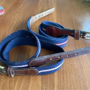 Vintage - Two 80's Preppy Cotton and Leather Belts - Small